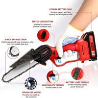 Scie à chaîne électrique sans fil 20V avec moteur sans balais et batterie lithium-ion, outil de jardinage industriel portable de 6 et 8 pouces pour la coupe du bois