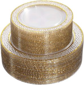 Assiette ronde en plastique de qualité supérieure pour desserts, style occidental, élégante et luxueuse, jetable pour les fêtes - Product Image 5