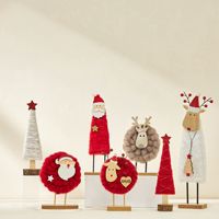 Weihnachten Holz Schaf Filz kleine Ornamente Set Schaffell Schneemann Alter Mann Esstisch Dekoration Weihnachts baum Ornamente