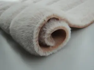 Tapete de corte de descarga de coelho dois tons, tecido de pele falsa para tapete/casaco/tapete