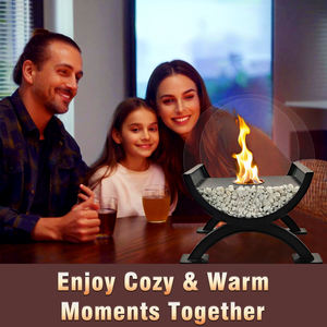 Calentadores de Patio, Chimenea de Metal Negra, Chimenea Redonda de Vidrio, Chimenea de Etanol Independiente Grande y Estable para Decoración del Hogar - Product Image 3