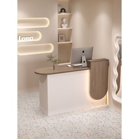 Comptoir de Réception Moderne et Minimaliste en Bois et Métal pour Salon de Beauté, Bar, Caisse Enregistreuse, Couleur Personnalisée