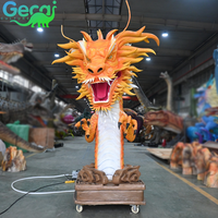 Dragon animatronique volant hautement réaliste, modèle de dragon chinois fait à la main pour aire de jeux, capable d'émettre de la fumée