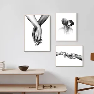 Impression sur toile, style classique, femme sexy en <span class=keywords><strong>noir</strong></span> et blanc, <span class=keywords><strong>dessin</strong></span> animé, épaule, baisers romantiques, citations, amoureux, affiches, impressions, intérieur - Product Image 4