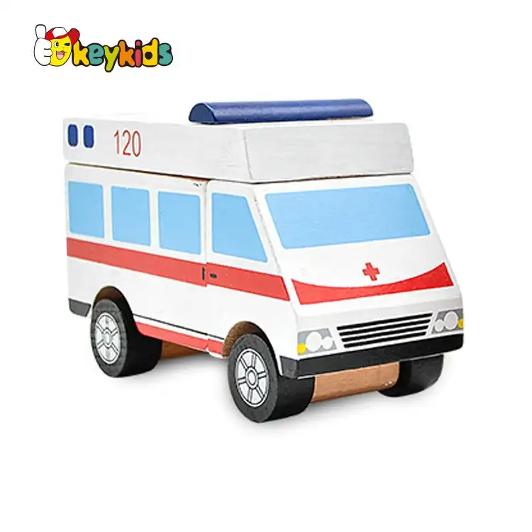Neues Design rotes hölzernes kleines Feuerwehr auto Spielzeug für Kinder W04A459