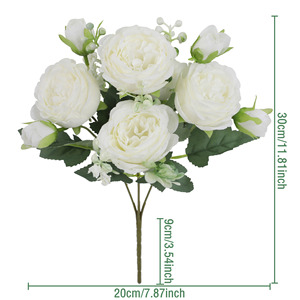 Bouquets de pivoines artificielles, arrangements de fleurs en soie, décoration de mariage et de maison, fabrication chinoise - Product Image 3