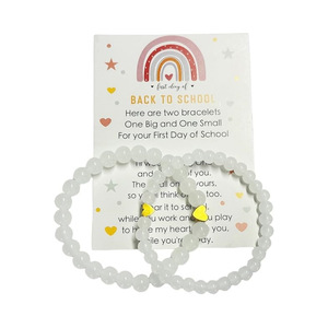 Set di Braccialetti Coordinati con Cuore per Mamma e Figlia, Regalo per il Primo Giorno di Scuola, Bracciali con Perline in Pietra Naturale - Product Image 2