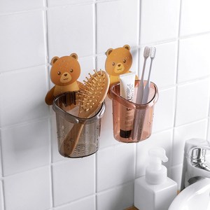 Bear <b>Wall</b> Mounted <b>Toothbrush</b> <b>Holder</b> Cup Punch Free Storage Rack Bathroom Supplies Organizer Bathroom - Product Image 3