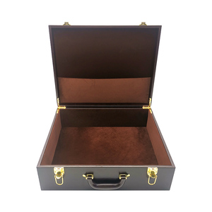 Custom Large Wooden <strong>Decorative</strong> Storage Leather <strong>Box</strong> Wooden Leather Treasure Chest <strong>Box</strong> <strong>with</strong> Hinged <strong>Lid</strong> - Product Image 4