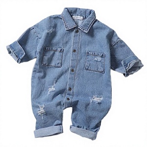 Mono de Mezclilla Unisex de Invierno para Bebés y Niños Pequeños, Manga Larga, Diseño Sólido, Cierre de Botones - Product Image 2