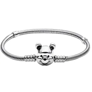 Pulsera <span class=keywords><strong>de</strong></span> Hueso <span class=keywords><strong>de</strong></span> Serpiente DIY con Dijes <span class=keywords><strong>de</strong></span> Zirconia y Tungsteno <span class=keywords><strong>de</strong></span> <span class=keywords><strong>Disney</strong></span> Winnie the Pooh y Mickey Mouse, Joyería <span class=keywords><strong>de</strong></span> Lujo para Mujer - Product Image 4