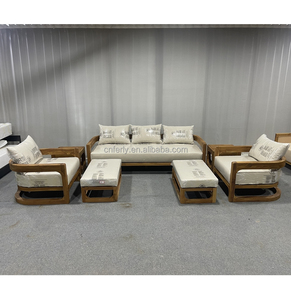 New Outdoor Patio Furniture Garden Wooden Furniture With Cushion Sofa Teak Furniture Leisure Sofa Set