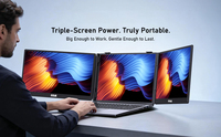 Moniteur portable triple écran en gros, double écran externe pour les voyages d'affaires et le gaming