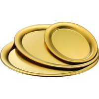 Groothandel RVS Ovale Serveerschaal Goud Zilver Geborsteld Metalen Schaal voor Restaurant Thuis Eten Snack Fruit Dessert Presentatie
