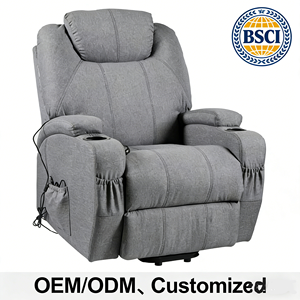 كرسي كرسي فاخر عصري من 8 نقاط للتدليك والتدفئة والرفع قابل للتمديد أريكة تنجيدة قماشية - Product Image 1