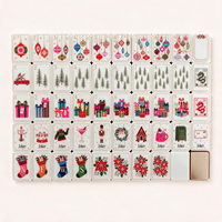Prêt à expédier : Ensemble de Mahjong Américain de Noël, 4 couches, en acrylique, 160 pièces, avec ornements de luxe, tuiles sculptées motif Poinsettia