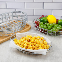 Paniers de rangement écologiques en fil métallique ovale flexible chromé pour l'utilisation de restaurant de restauration rapide-service de hot-dog aux fruits de pain sandwich