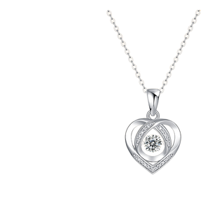 Collar con colgante de corazón de lujo romántico, cadena plateada de plata 925, joyería para mujer, 2,37g - Product Image 2