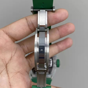 High-quality RM004 mechanical <b>watch</b> with transparent crystal <b>case</b>, chronograph function and tonneau design - Product Image 5