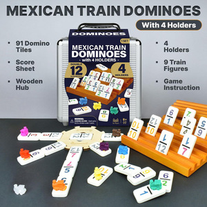 Juego de Dominó de Madera Ecológico <span class=keywords><strong>Doble</strong></span> <span class=keywords><strong>12</strong></span> para Noche de Juegos en Familia, <span class=keywords><strong>Tren</strong></span> <span class=keywords><strong>Mexicano</strong></span> con Estuche de Aluminio, Diversión al Aire Libre 19x11cm/20x12cm - Product Image 2