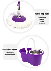 Mopa y Cubeta de <span class=keywords><strong>Limpieza</strong></span> Giratorias de Microfibra 360 con Palo de Acero Inoxidable de Cabeza Redonda, <span class=keywords><strong>Precio</strong></span> de Fábrica al por Mayor - Product Image 3