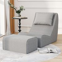 Fauteuil pouf géant en forme de L moderne pour adultes, en velours côtelé, avec support dorsal inégalé, oreiller de nuque amovible, confortable