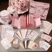 Boîte cadeau de luxe rose personnalisée pour gâteau d'anniversaire, boîte d'emballage rigide en papier vide avec sac en ruban de dentelle pour les cadeaux des filles
