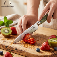 Couteau utilitaire personnalisable avec manche en bois vert, acier Damas japonais 10Cr15MoV, couteau de cuisine pour la cuisson