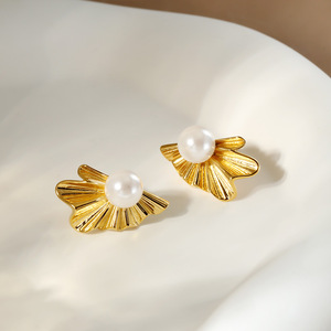 Pendientes de Concha en Oferta, Chapados en Oro de 18K, Estilo Perla, para Regalo de Aniversario, Joyería Francesa de Lujo Ganku - Product Image 3