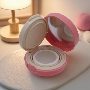 Kết cấu cao cấp đệm không khí hộp 61mm đường kính nhỏ nhựa mỹ phẩm trang điểm bao bì lưới vành đai với bột phun - Product Image 3