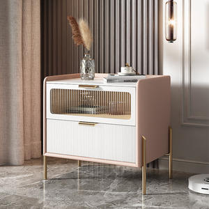 Sturdy Solid Wood Eco-Friendly Durable Modern Light Luxury Storage Space <b>Bedside</b> Cabinet Elegant Smart Nightstands 2 Drawers for - Product Image 4