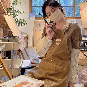 ผ้ากันเปื้อนครัวแบบไม่มีแขน ผ้าแคนวาส กันน้ำ กันน้ำมัน กันคราบสกปรก ผ้าหนา ดีไซน์ทันสมัย เรียบง่าย ใช้สำหรับครัว - Product Image 5