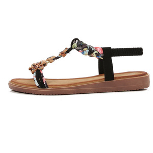 <span class=keywords><strong>Sandali</strong></span> Estivi da Donna con Stampa Floreale, Scarpe Sottili con Cinturino tra le Dita, Neri - Product Image 5