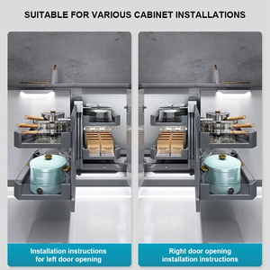 Tổ chức hai lớp ngăn kéo Kệ mù kéo ra đơn vị cho trượt Kệ 2 tầng giỏ giá tủ bếp góc Ma Thuật - Product Image 6