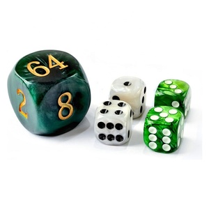 Ensemble de 5 dés de backgammon en perles de 22 mm, grand <span class=keywords><strong>cube</strong></span> de multiplication de backgammon et dés de 16 mm, marbré vert/blanc - Product Image 3