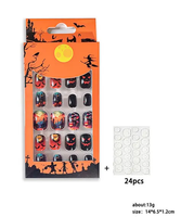 Halloween Citrouille Démon Mode Press-On Nails 24Pcs ABS Faux Ongles pour Doigts Design Élégant