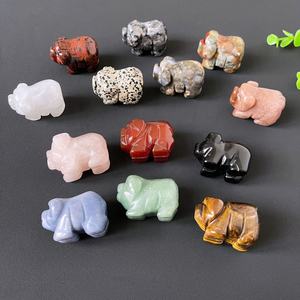 高品質ナチュラルレッドジャスパークリスタル彫刻動物かわいい小さな豚の彫刻 - Product Image 2