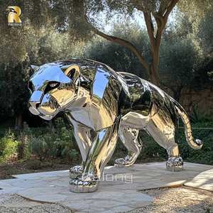 Al Aire Libre de tamaño real de metal Animal estatua de acero inoxidable escultura de leopardo para la venta - Product Image 5