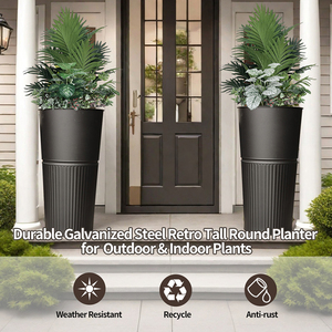Pot de <span class=keywords><strong>fleur</strong></span> en métal conique avec plateau intérieur pour plantes d'intérieur et d'extérieur de toutes hauteurs arbre de pépinière disponible grandes petites tailles - Product Image 4