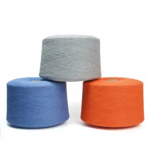 10s 16s 21s GRS blended yarn red gray blue 70/30 polyester recycled cotton yarns for knitting socks yarn