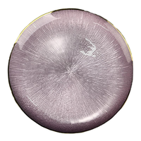 Assiettes de présentation en verre motif rayures or rose élégantes de style américain, service de table de luxe pour salades, cuisine, fêtes, mariages, hôtels