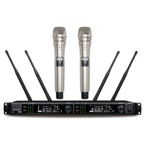 ADX400 Handheld Dual Channel <b>Wireless</b> <b>Microphone</b> with AA Battery and XLR Connector 150Meters Usage Distance - Product Image 3