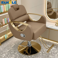 Fauteuil de Barbier Moderne en Métal Électroplaqué, Relevable, en Cuir Simple, pour Coiffure et Coloration, Inversable