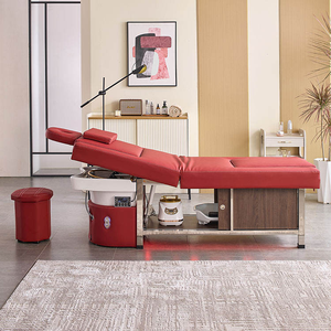 Lettino Elettrico <span class=keywords><strong>per</strong></span> Lavaggio Capelli - Poltrona da Salone con Armadietto Luminoso in Ecopelle <span class=keywords><strong>per</strong></span> Trattamenti Spa e Lavaggio Capelli - Product Image 4