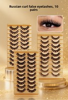 Faux cils en bande volume russe, 10 paires, 3D spectaculaires, en vison synthétique, épaisses en grappe, boîte multi-paires, logo personnalisé, vente en gros