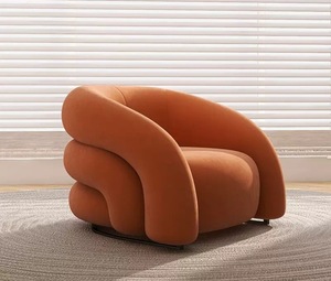 Sillón Individual Estilo Crema para Sala de Estar, Silla de Reuniones, Silla de Negociación Informal de Lujo Ligero, Sofá de Tela - Product Image 6