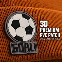 Nouveauté : Bonnets d'hiver unisexes personnalisés brodés, tricotés, polyvalents, unis avec patch en caoutchouc PVC 3D, logo de but de football
