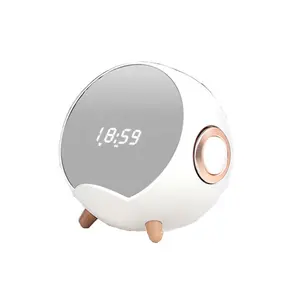 Q8 Wireless Charging Alarm Clock Smart Home BT Speaker Desktop Mirror Phone Holder Insert TF Card U Disk Music Playing Clocks