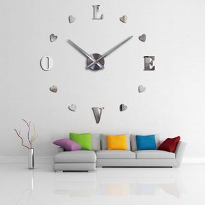 Horloge murale numérique moderne en acrylique, sans cadre, silencieuse, style nordique, pour la décoration de la maison, du salon, de la chambre, autocollants miroir muraux - Product Image 1