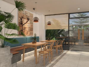 Service de design d'intérieur de librairie moderne sur mesure, aménagement élégant de papeterie avec étagères en bois éclairées - Product Image 2